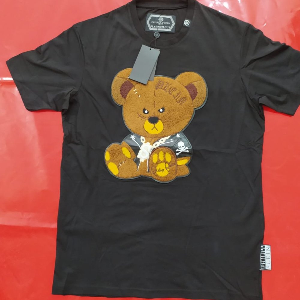 PHILIPP PLEIN MEN TSHIRT COLOR BLACK  BEAR PRINTED